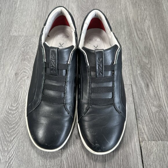 Kizik Mens New York Shoe Sz 8.5 Slip On Hands Free Casual Sneaker Black Leather